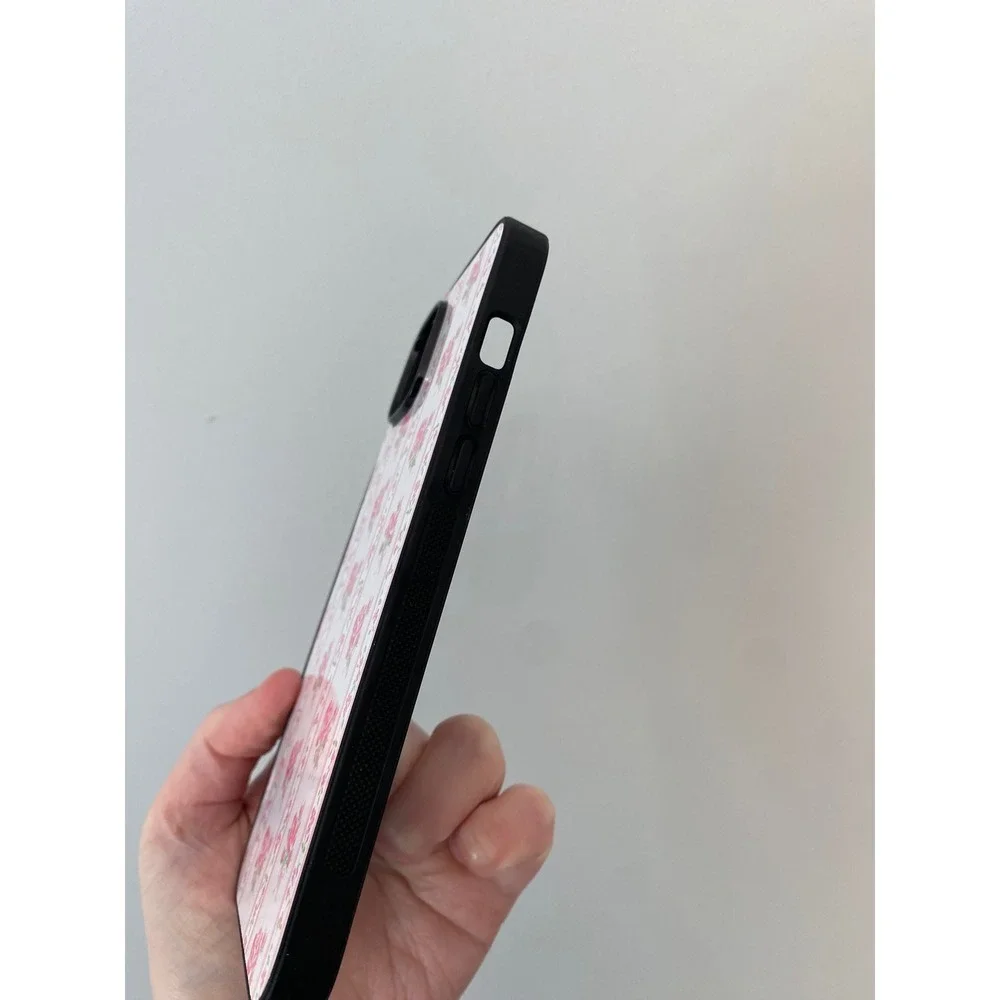 Unbranded Phone Case iPhone 15 Plus Pink White Floral Stripe Rose Aesthetic